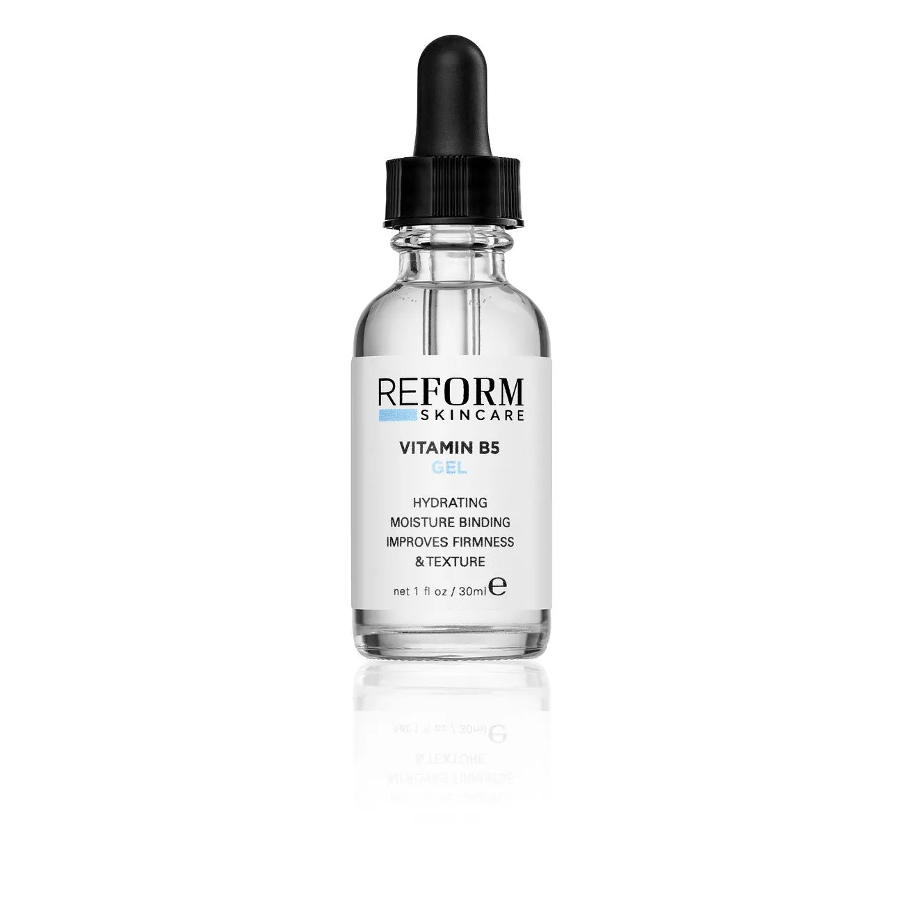 Reform Skincare Vitamin B5 Gel in a sleek bottle, a fast-absorbing, oil-free gel that boosts hydration, supports the skin barrier, and improves skin firmness without clogging pores.